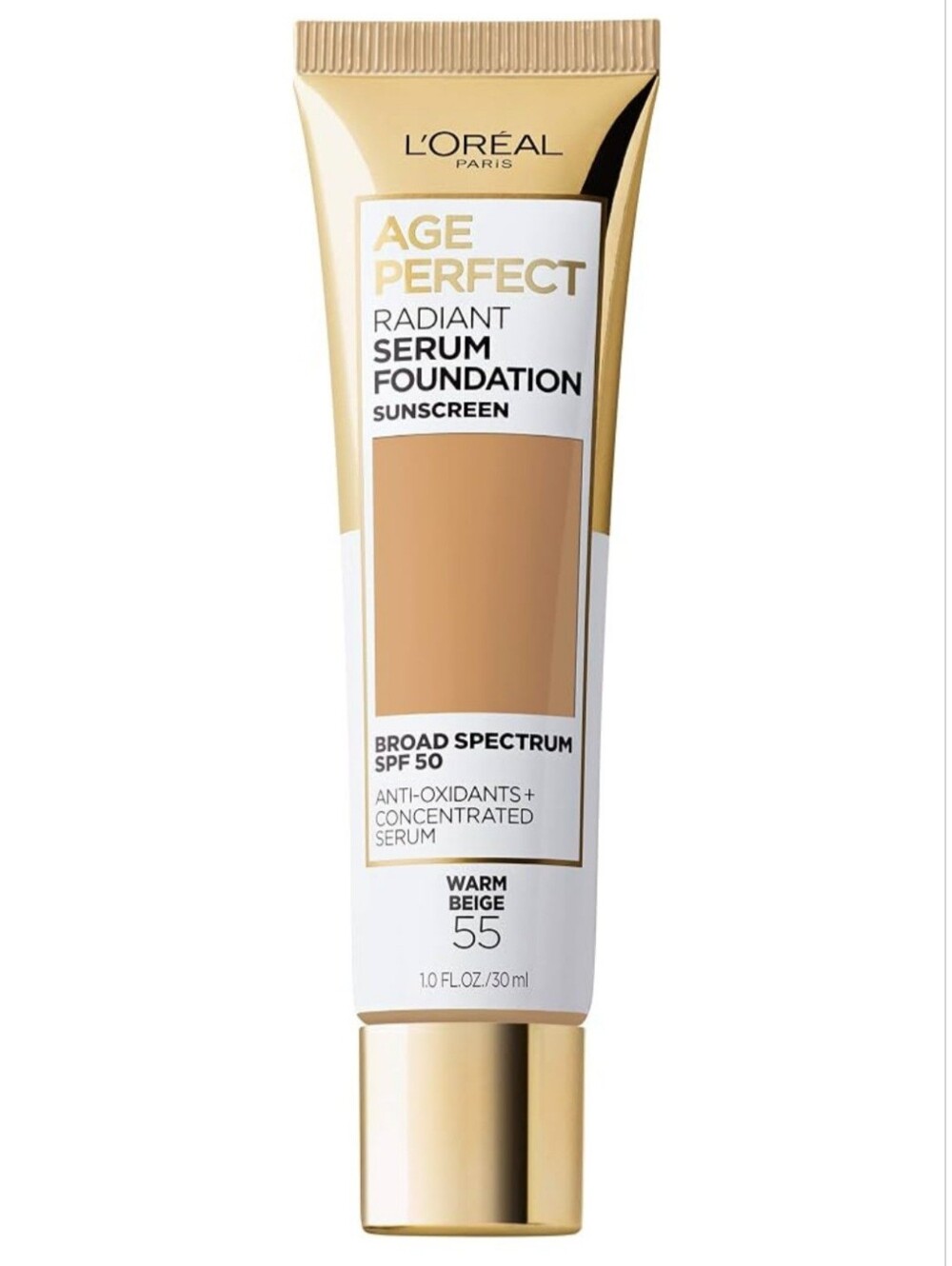 L'Oreal Paris Age Perfect Radiant Serum Foundation with SPF 50 Warm Beige 1oz